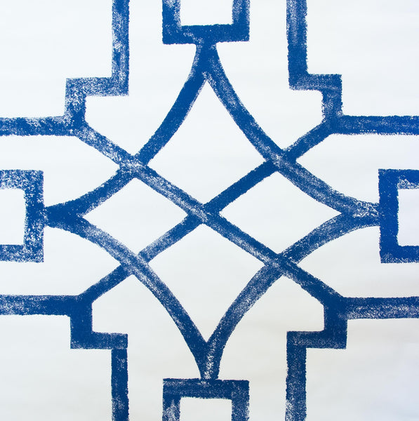 Michael Devine Fretwork Wallpaper in Indigo Blue