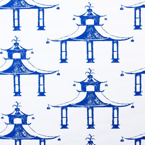 Michael Devine Garden Folly Pagoda wallpaper Navy/White