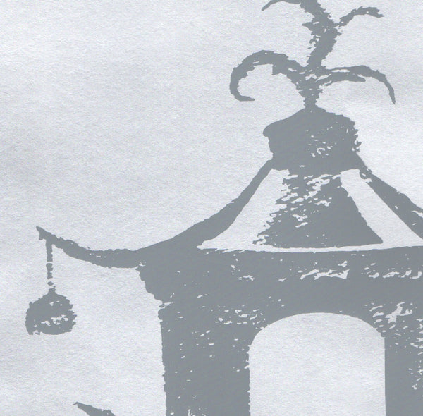 Michael Devine Garden Folly Pagoda wallpaper Gray metallic